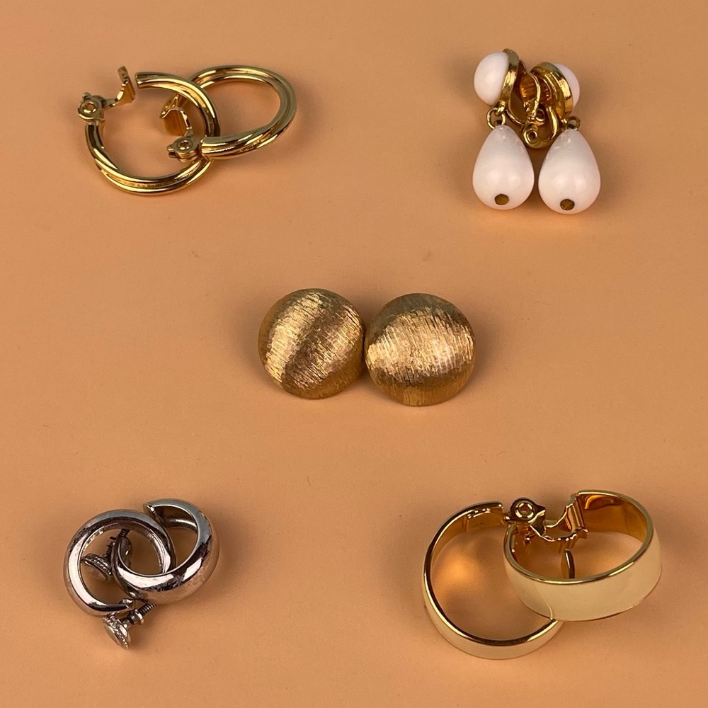 Vintage Monet Golden Glow & Silver Shine Clip-On Earring Set